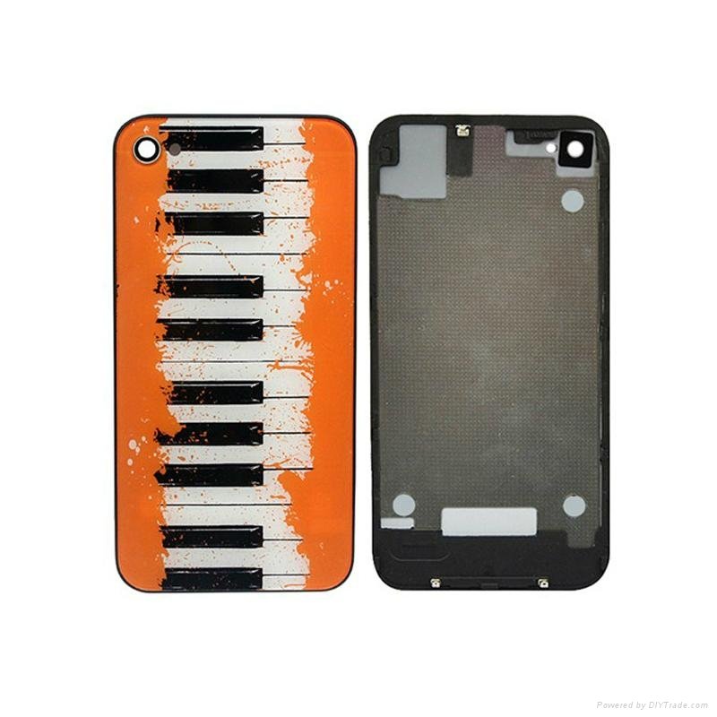 Tiger Head Back Glass Battery Door Housing Rear Cover Replacement for iPhone 4S 4