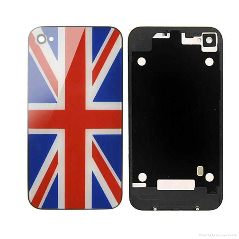 Retro Flag Back Rear Glass Battery Door Cover Housing for iPhone 4 4G