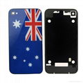 Retro Flag Back Rear Glass Battery Door Cover Housing for iPhone 4 4G 2