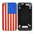 Retro Flag Back Rear Glass Battery Door Cover Housing for iPhone 4 4G 3