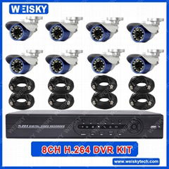 DVR-9008KIT2,8 CH H.264 DVR KIT, waterproof IR camera