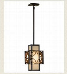 1-light Classical Pendant Lighting in Bronze Organza