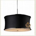 Fabrique 3-light Drum Pendant In Polished Chrome And Black Shade  1