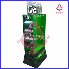pos paper display stand with plastic hooks