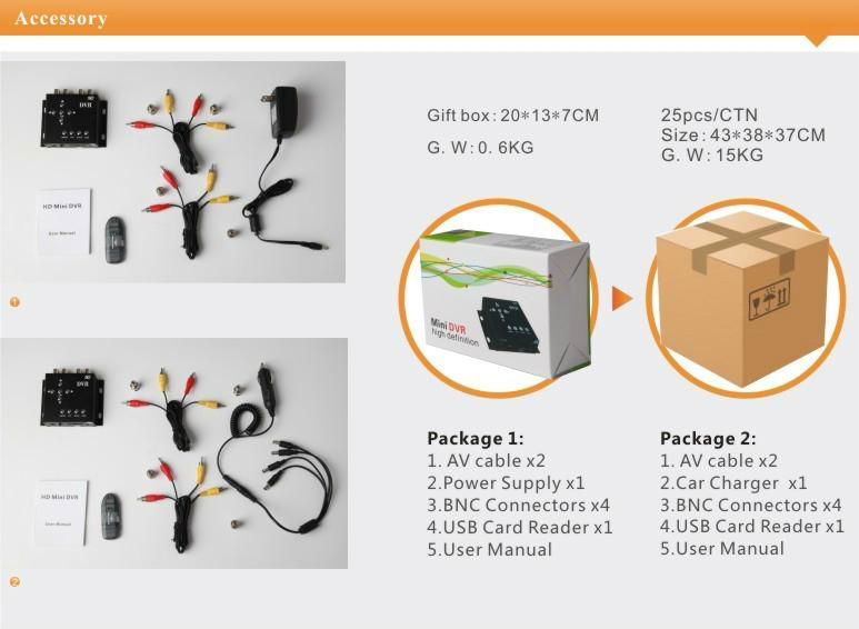 Mobile DVR with 1 Channle Motion Detect D1 Resolution Day and Night Recodring  5