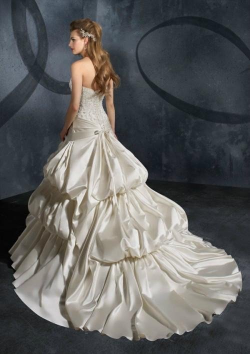 Strapless ball gown embroidery taffeta beading bridal wedding dress 2