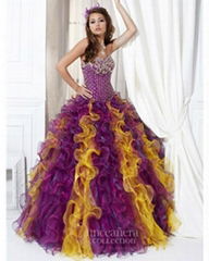 Fashion strapless ball gown purple and gold  quinceanera dress