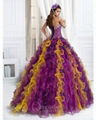 Fashion strapless ball gown purple and gold  quinceanera dress 2