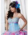 Fashion strapless ball gown blue  and pink quinceanera dress 2