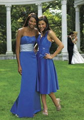 2012 newest strapless A-line royal blue long bridesmaid dress