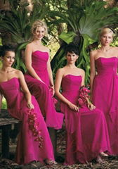 2012 newest strapless A-line  long bridesmaid dress