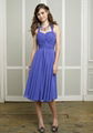 2012  halter  A-line blue  tea-length short bridesmaid dress