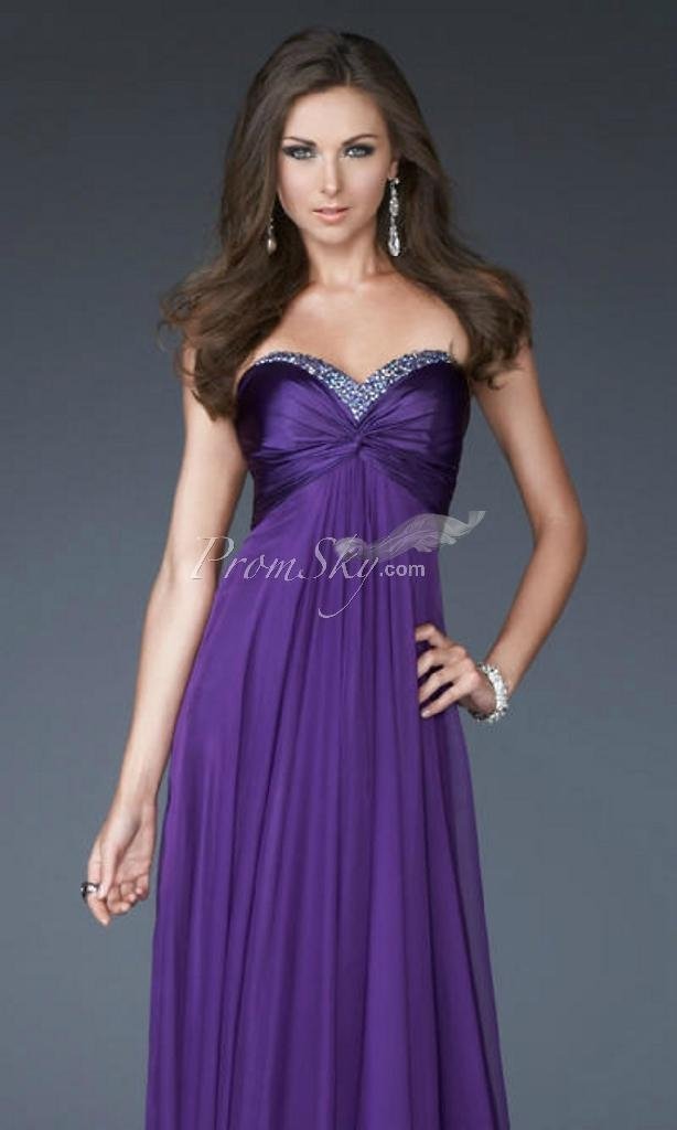 2012  strapless A-line purple long evening dress 5