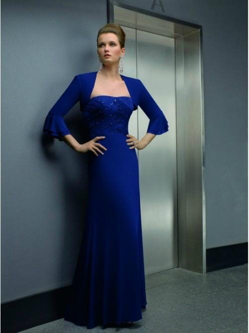 2012  strapless beading A-line royal blue mother of the bride dress