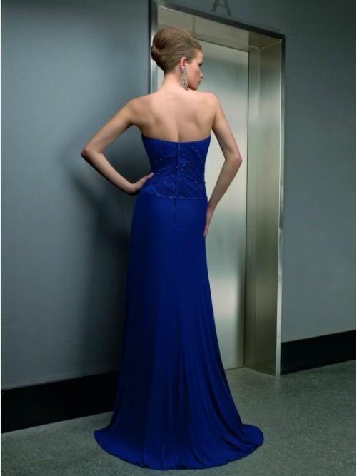 2012  strapless beading A-line royal blue mother of the bride dress 2
