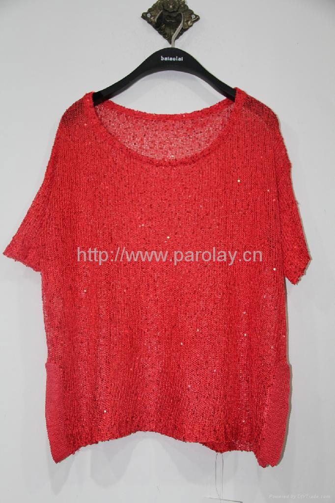 2013 summer women top sweater with shinty sequin