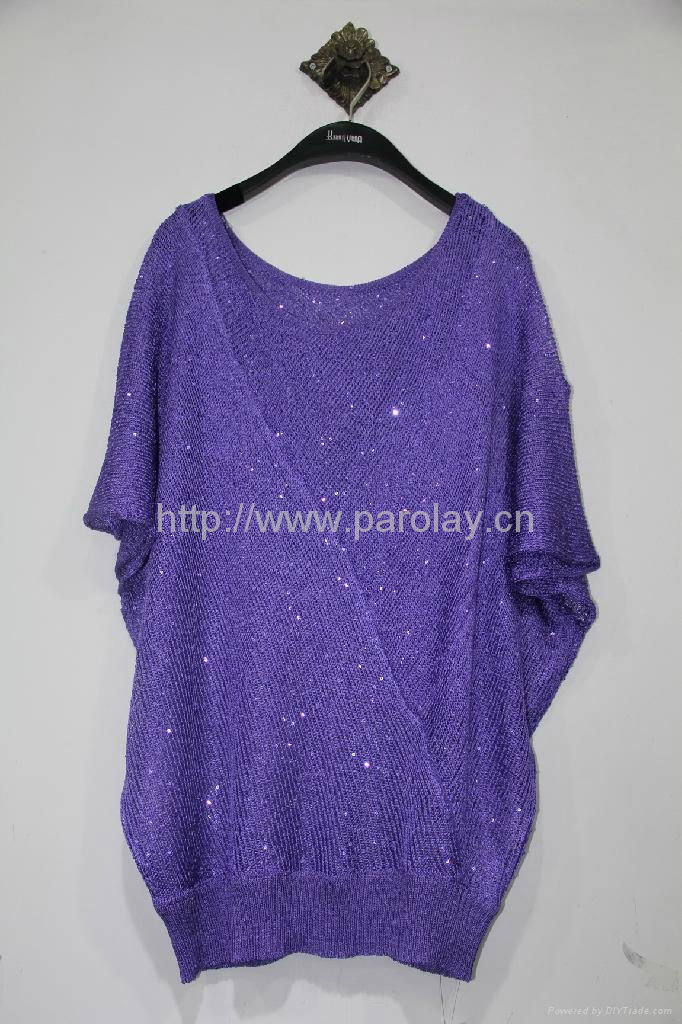 2013 summer women top sweater with shinty sequin 3