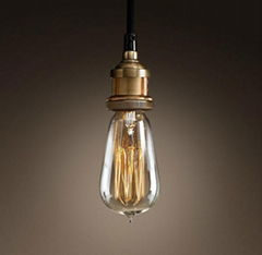 Edison Bare bulb Filament Pendant Aged Steel