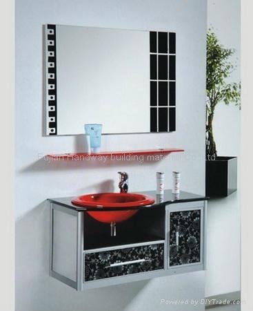 Glass wash basin with cabinet