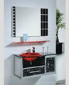 Glass wash basin with cabinet 1