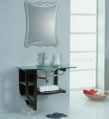 Glass wash basin with cabinet 2