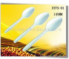 Disposable biodegradable cornstarch 6 inch spoon