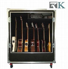 Deluxe Guitar Cases Display 7 Guitars with wheels