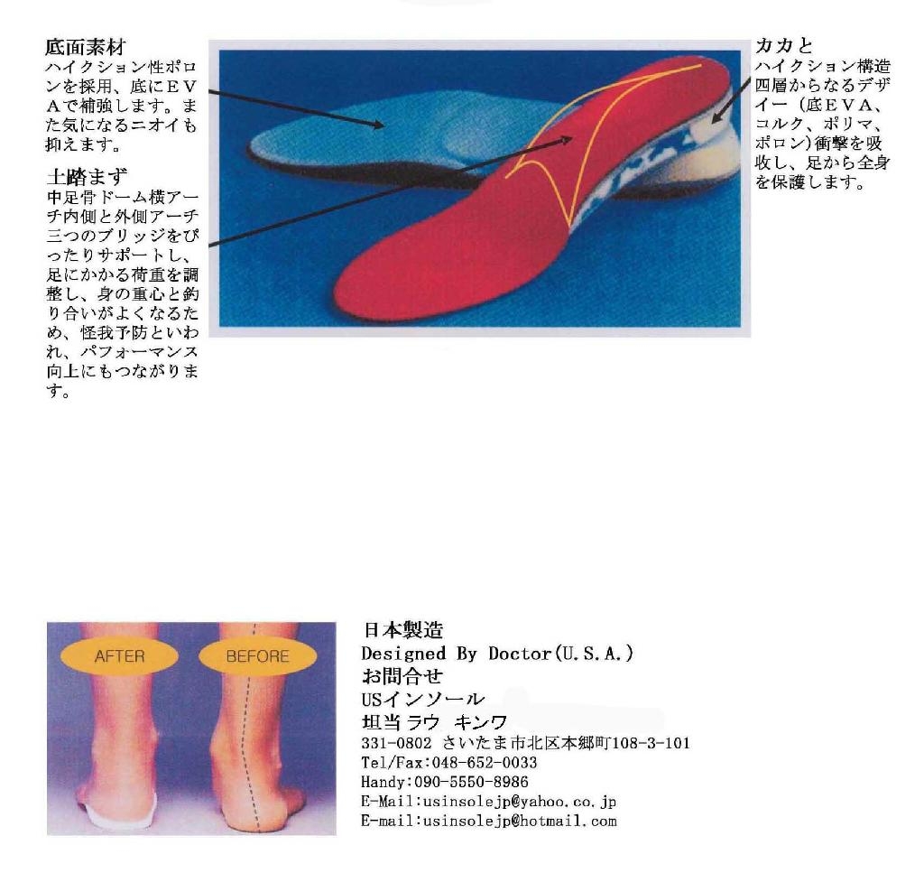 Foot Orthotics made in japan sport type usinsole (Japan