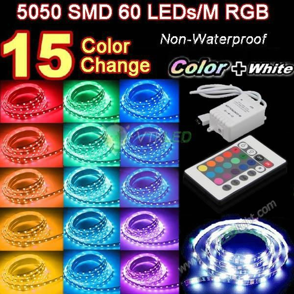 3528&5050 60pcs leds/m waterproof Color Flexible LED Strip Light 2
