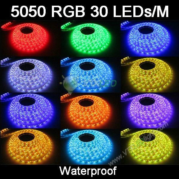 5M 5050 RGB led strip light waterproof+24key controller+12V 5A power supply 5