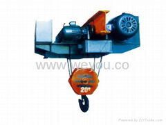 Low headroom electric wire rope hoist