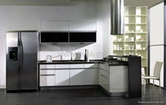 kitchen cabinets, white lacquered, glossy and  modern