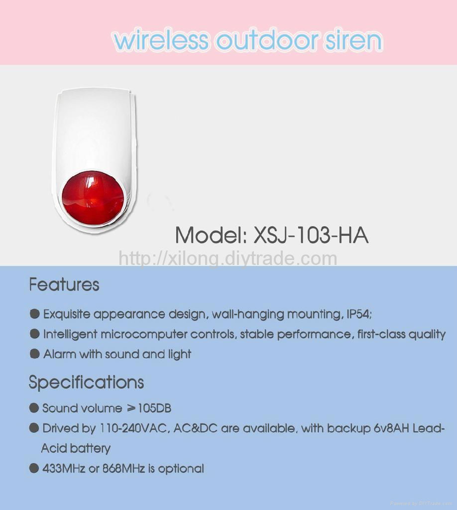 Wireless Outdoor Siren with Flash