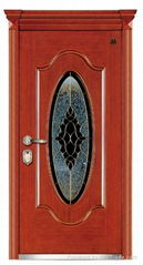 Steel-Wood Armored Door with Glass 