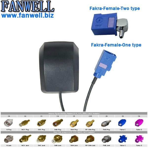 1575.42mhz GPS active antenna with fakra code C plug with RG174/U cable