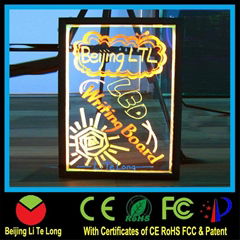Led writing board transparent tempered glass led fluorescent board