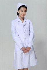 Free Shipping Hospital nurses long-sleeve white lab coat uniform White&Pink 