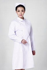 Free Shipping Hospital/Clinic nurse uniform white lab coat White&Blue