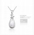 FY-D013 cat's eye water drop 925 sterling silver necklace white coper 