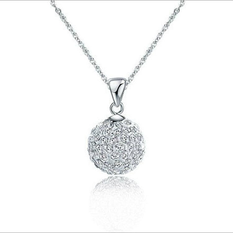 FY-D017 Shambhala crystal ball necklace silver pendant