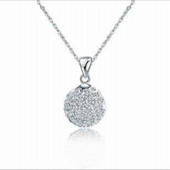 FY-D017 Shambhala crystal ball necklace silver pendant