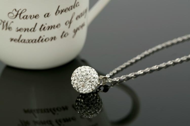 FY-D017 Shambhala crystal ball necklace silver pendant 2