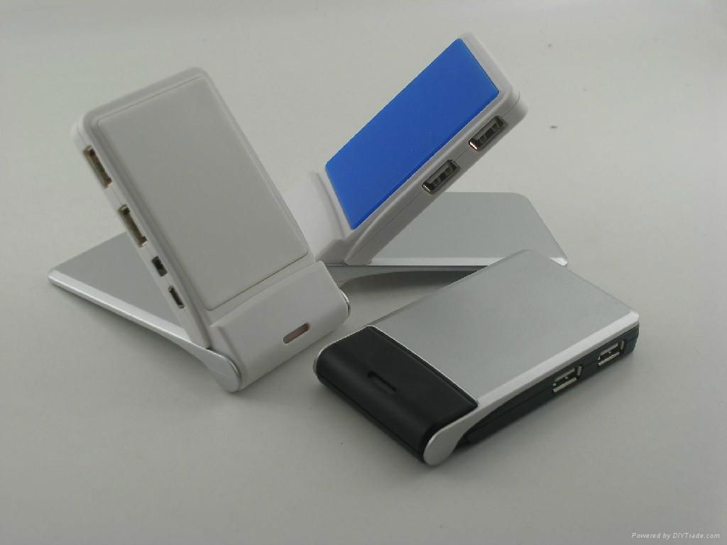 China New Private 4 port USB HUB with mobile holder and charger 3