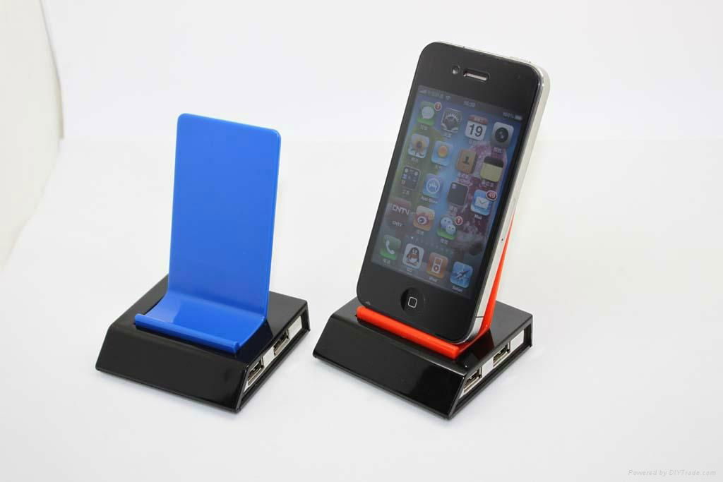 China New Private 4 port USB HUB with mobile holder and charger 4