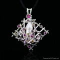 Real 925 Silver Jewelry Pendant with Natural Pearl and CZ 1