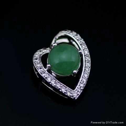 CZ Heart Pendant Green Gemstone 925 Silver Necklace 3
