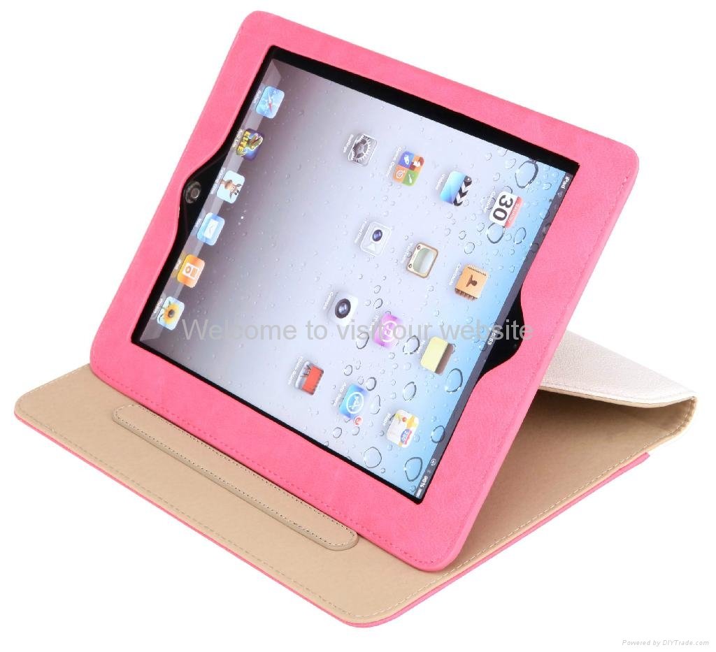 2012 New design leather case for ipad 2/3 2