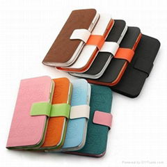 Leather Case Cover for Samsung Galaxy SIII i9300 with Card Slot Color Randomly