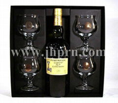 Black paper packaging boxes for  wine glasses and bottle