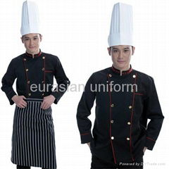 (Free shipping) wholesale black chef uniform with apron| pant| shirt